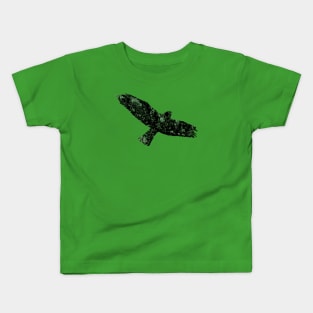 Flying Abstract Black Crow Green Accents Kids T-Shirt